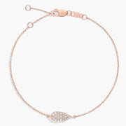 Pave teardrop charm moissanite chain bracelet in rose gold